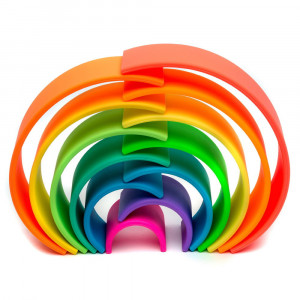 Rainbow, joc de stivuire mare, 12 buc, neon colors, Dena