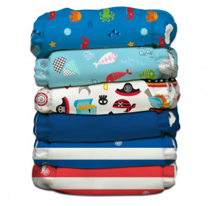 Set 6 scutece textile Charlie Banana - inserturi noi cu fleece , Ocean Adventure