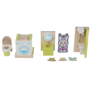 Set Constructii 8 piese, My Bathroom, Jucarie Din Lemn Cubika