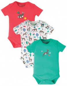 Set de 3 body cu maneca scurta din bumbac organic - Deer