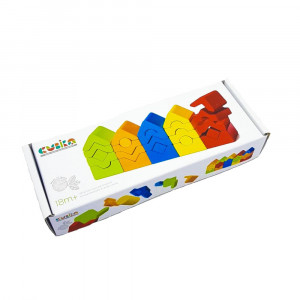 Set de constructii 25 piese,Turn -Jucarie Din Lemn Cubika