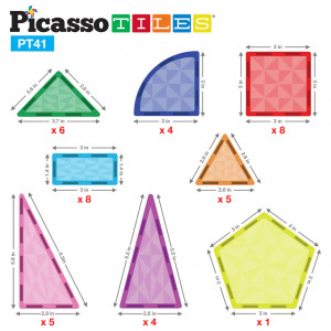 Set PicassoTiles 41 piese magnetice de construcție cu efect de prismă