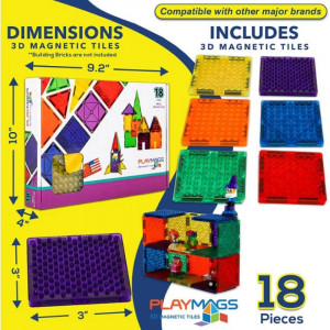 Set Playmags 18 piese magnetice de construcție cu forme mici pentru cărămizi de construit gen Lego