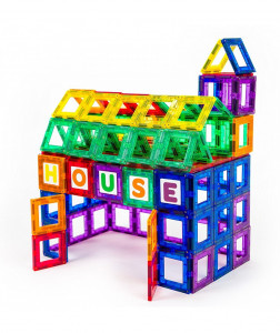 Set Playmags Exclusiv Educațional - 36 Piese Magnetice: 18 Ferestre + 18 Litere Și Cifre