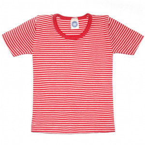 Tricou lână merinos și mătase - Red Stripe, Cosilana