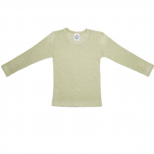 Bluză Cosilana din lână merinos, mătase și bumbac - Green Moss
