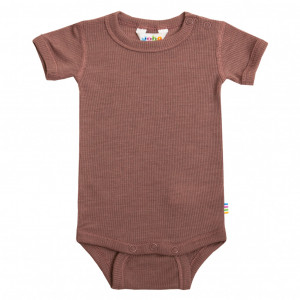 Body Joha cu maneca scurta lână merinos si matase - Marsala Rose