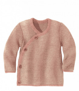 Cardigan lână merinos Disana - Rose/Natural