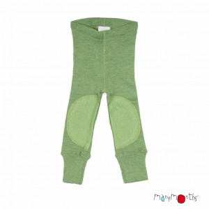 Colanți lână merinos Manymonths cu protecții genunchi - Patches Jade Green