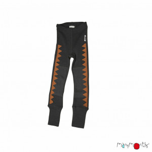 Colanti ManyMonths Dino lână merinos cu protecții genunchi - Foggy Black