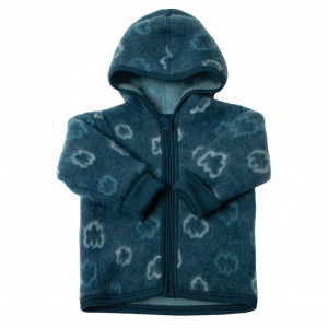 Jacheta/ Cardigan din lână merinos fleece, Joha - Dark Blue Clouds