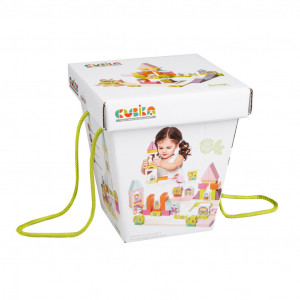 Kit De Constructie Pentru Fetite 55 piese, Jucarie Din Lemn, Cubika