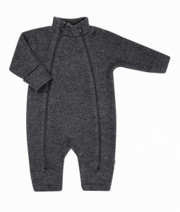 Overall Joha din lana merinos fleece, cu manusi si botosei - Basic Grey