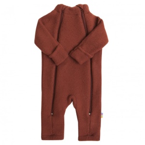 Overall Joha din lana merinos fleece, cu manusi si botosei - Red, marimea 60