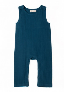 Salopetă din muselină Organic by Feldman - Petrol Blue