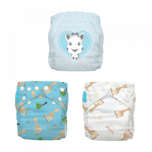 Set 3 Scutece Textile Charlie Banana - Sophie La Girafe Organic Blue