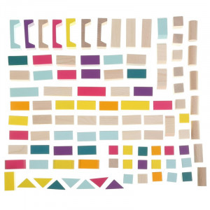 Set de constructii 100 piese, Joc din lemn, Cubika