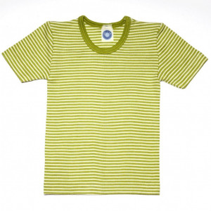 Tricou lână merinos și mătase - Green Stripe, Cosilana