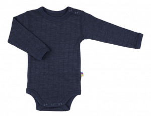 Body Joha cu maneca lunga lână merinos si matase - Basic Navy