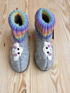 Botoși din lână Haflinger - Rainbow Stone Grey