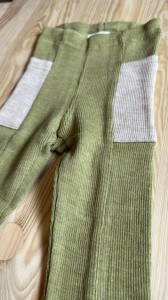 Colanți lână merinos Manymonths cu buzunare - Pocket Pea Green