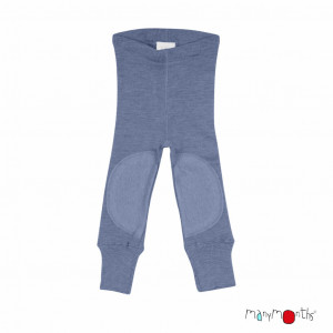 Colanți lână merinos Manymonths cu protecții genunchi - Patches Blue Mist