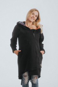 Hanorac/Hoodie Asimetric Lenny lamb Black with Symphony Rainbow dark