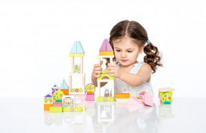 Kit De Constructie Pentru Fetite 55 piese, Jucarie Din Lemn, Cubika