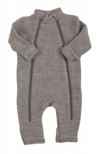 Overall Joha din lana merinos fleece, cu manusi si botosei - Basic Sesame Melange