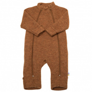 Overall Joha din lana merinos fleece, cu manusi si botosei - Basic Caramel Melange