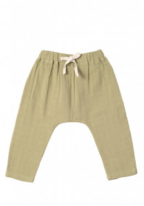 Pantaloni baggy din muselină Organic by Feldman - Play of Colors Sage-Green