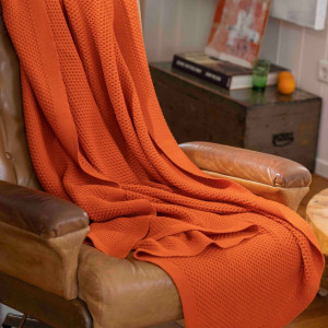 Pătură bebelusi din lână merinos tricotată Disana - Orange