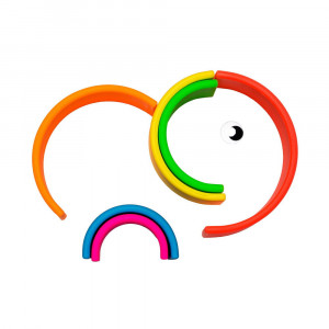 Rainbow, joc de stivuire, 6 piese, neon colors, Dena Toys