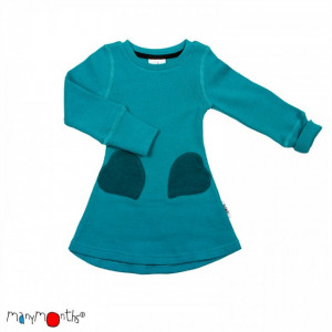 Rochie ManyMonths Unique Heart Pockets lână merinos - Royal Turquoise