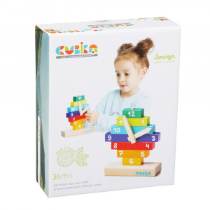 Sa Invatam Ceasul 10 piese, Jucarie Din Lemn, Cubika