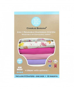 Set 6 scutece textile Charlie Banana - inserturi noi cu fleece , Girly