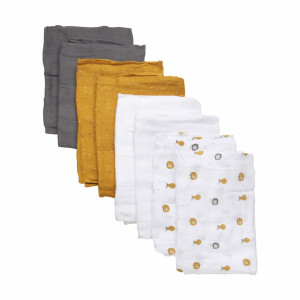 Set 8 bucati din muselina - Mineral Yellow, Pippi