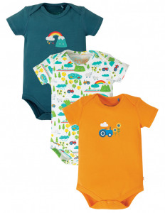 Set de 3 body cu maneca scurta din bumbac organic - Rainbow