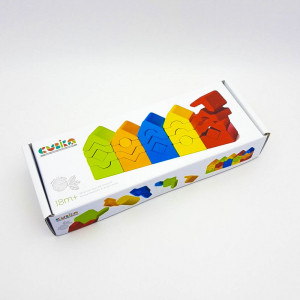 Set de constructii 25 piese,Turn -Jucarie Din Lemn Cubika