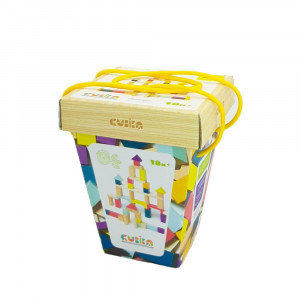 Set de constructii 50 piese, Joc din lemn, Cubika