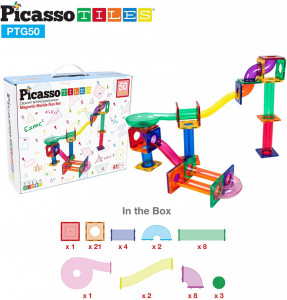 Set PicassoTiles Traseu pentru bile (marble run) - 50 de piese
