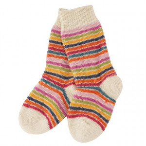 Sosete groase Hirsch Natur lână organica terry wool - Rainbow/Natur