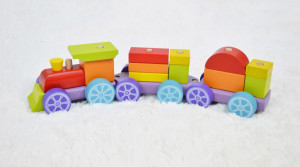 Trenulet 15 piese, Rainbow Express - Jucarie din lemn, Cubika