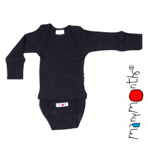 Body/Bluza (2 in 1) ManyMonths lână merinos - Foggy Black