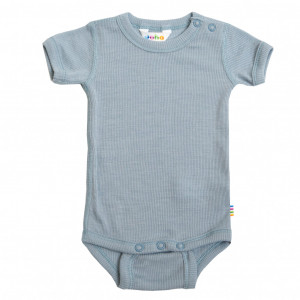 Body Joha cu maneca scurta lână merinos si matase - Soft Blue