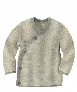 Cardigan lână merinos Disana - Grey/Natur