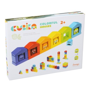 Casutele Vesele 30 piese, Jucarie Din Lemn, Cubika