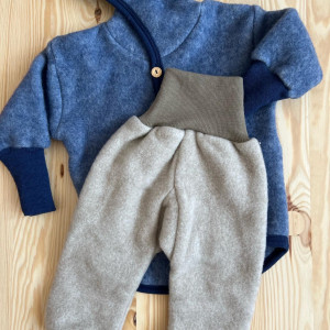 Jacheta Cosilana lână merinos fleece si bumbac - Marine Melange