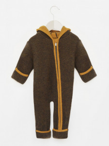 Overall din lână fiartă cu mănuși și botoșei, Stapf - Chestnut/Gold, marimea 86
