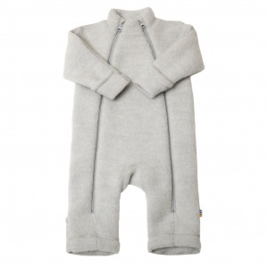 Overall Joha din lana merinos fleece, cu manusi si botosei - Basic Silver Melange